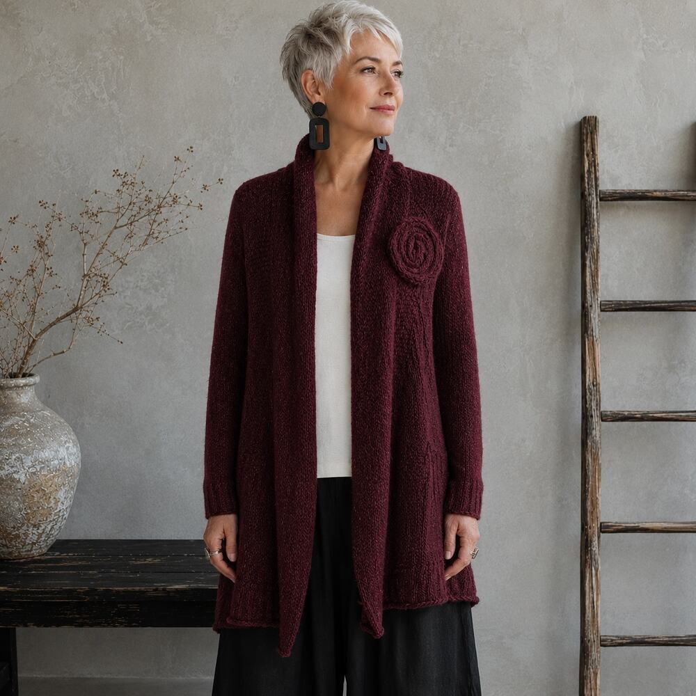 Soft Surroundings Maroon Wool Alpaca Blend  Cardigan Sweater  Small